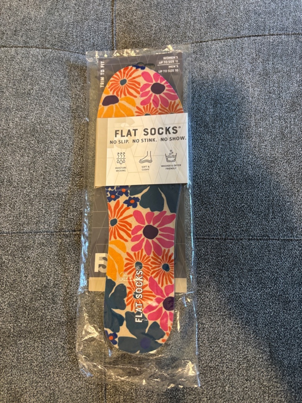 Women's No-Show Floral Liner Socks - Navy, Pink & Orange